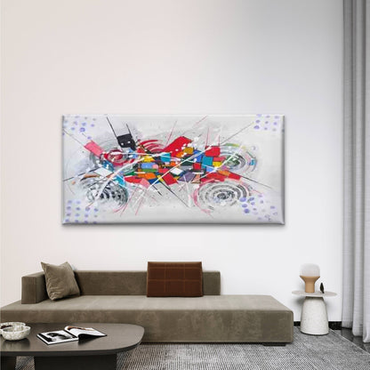 Colorful Abstract Geometric Wall Art Canvas Office Home Room Framed 120x60cm