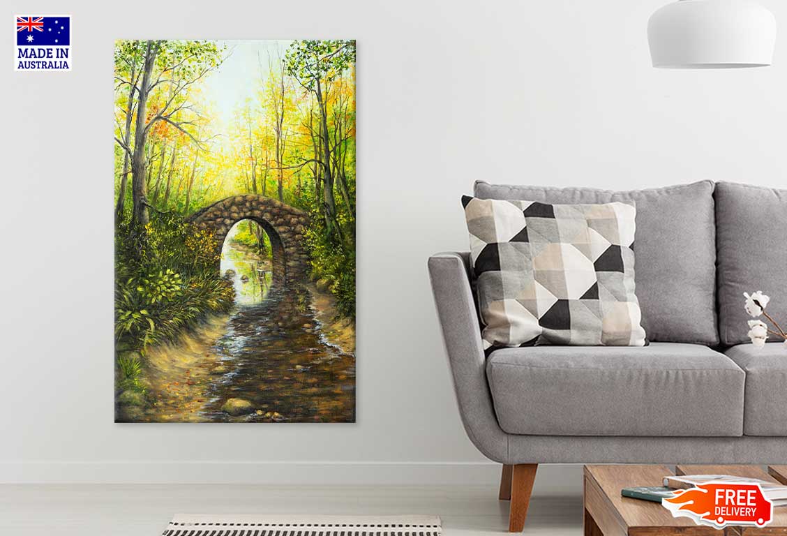 Forest Lake with Bridge Spring Print 100% Australian Made