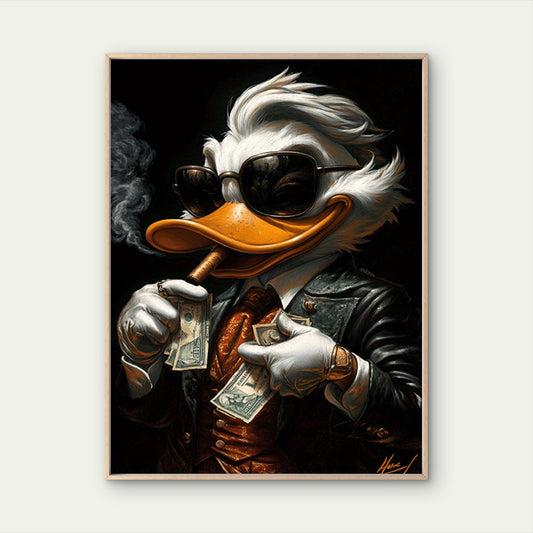 Trendy Duck Holding a Cigar And Money Fashion Home Decor Premium Quality Poster Print Choose Your Sizes