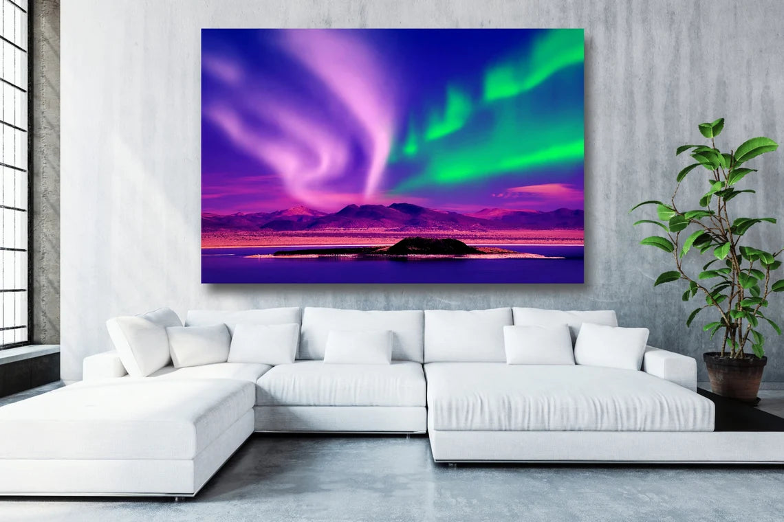 Pink Aurora Borealis Acrylic Glass Print Tempered Glass Wall Art 100% Made in Australia Ready to Hang