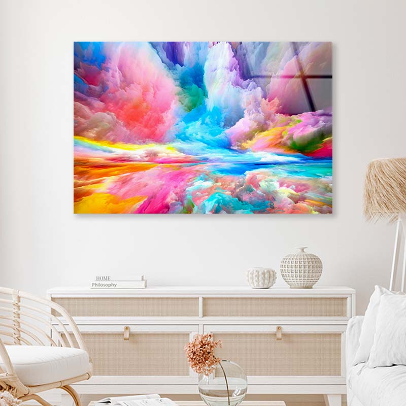 Colorful Clouds Abstract Acrylic Glass Print Tempered Glass Wall Art 100% Made in Australia Ready to Hang