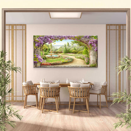 Japan Wisteria Flower Arch Wall Art Canvas Office Home Room Framed 120x60cm