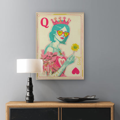 Retro Queen of Hearts with Crowns and Q Symbol Fashion Home Decor Premium Quality Poster Print Choose Your Sizes