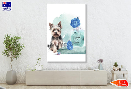 Perfume With Dog and Book set Wall Art Limited Edition High Quality Print