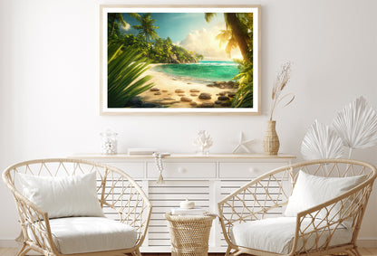 Beach with Palm Tree Home Decor Premium Quality Poster Print Choose Your Sizes