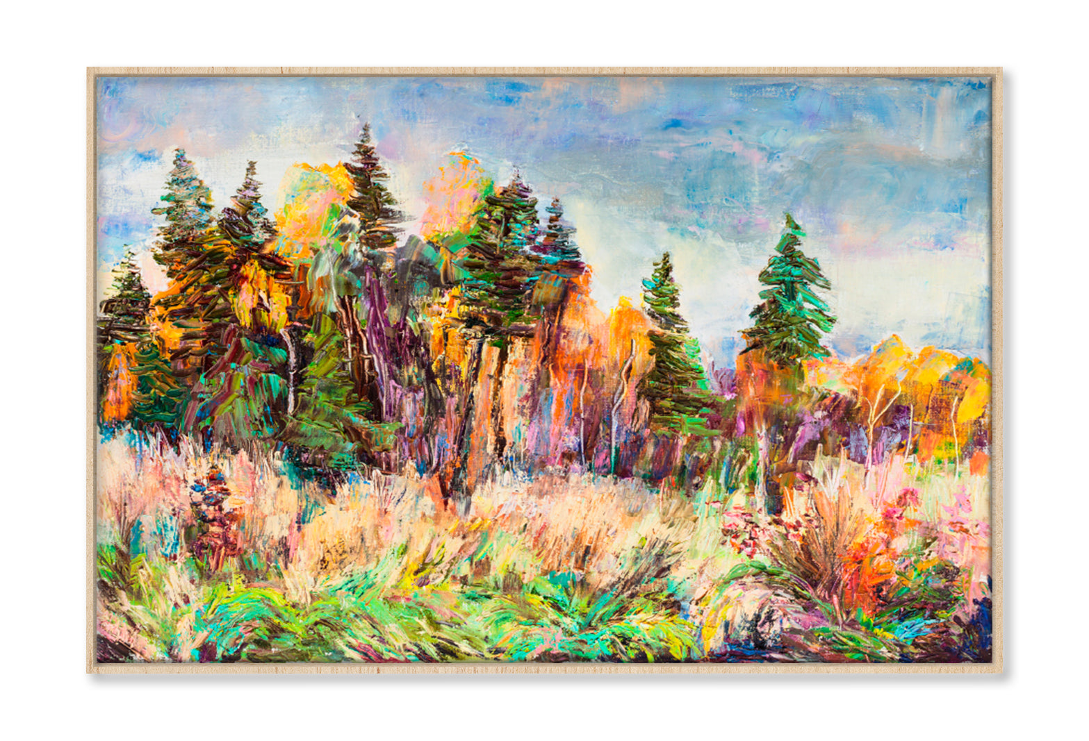 Forest in October Oil Painting Wall Art Limited Edition High Quality Print Canvas Box Framed Natural