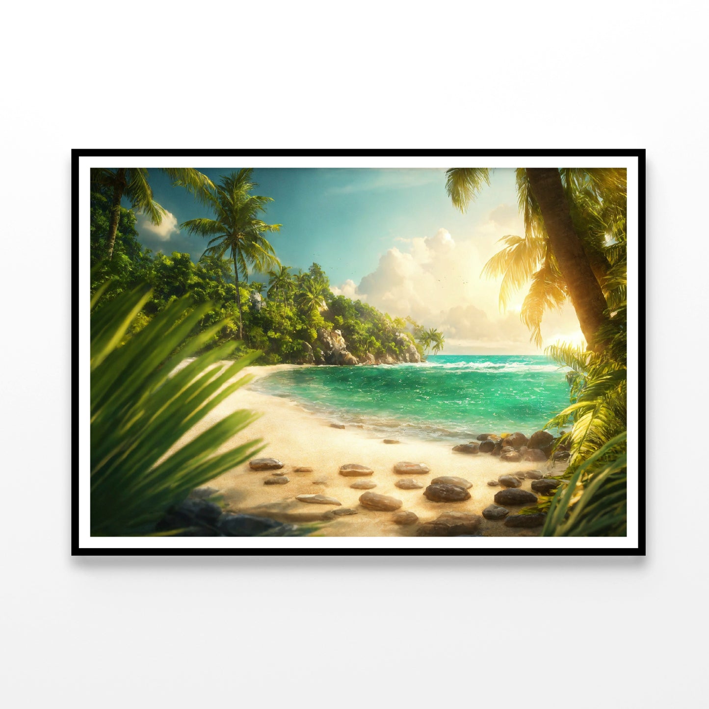 Beach with Palm Tree Home Decor Premium Quality Poster Print Choose Your Sizes