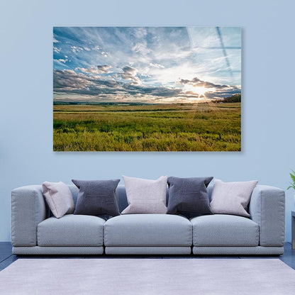 Dusk on the Prairie Acrylic Glass Print Tempered Glass Wall Art 100% Made in Australia Ready to Hang