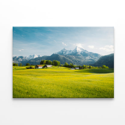 A Field Of Grass in the Foreground and Mountains Print 100% Australian Made