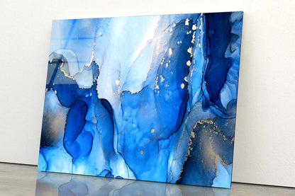 Blue Translucent Alcohol Ink Acrylic Glass Print Tempered Glass Wall Art 100% Made in Australia Ready to Hang