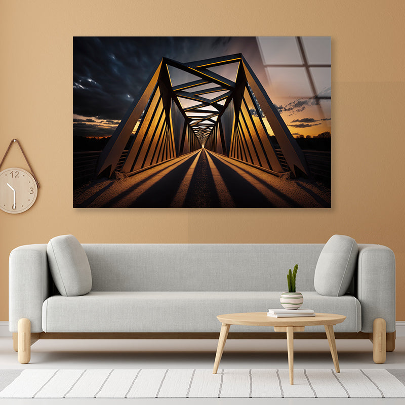 Evening Light, Metal Bridge Acrylic Glass Print Tempered Glass Wall Art 100% Made in Australia Ready to Hang