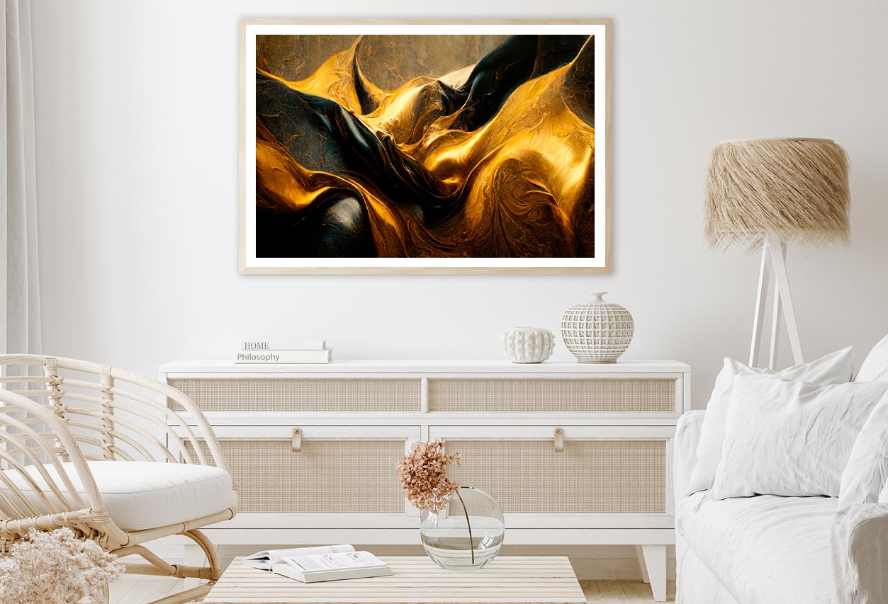 Black And Gold Waves Abstract Home Decor Premium Quality Poster Print Choose Your Sizes