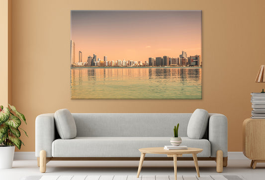 Abu Dhabi Skyline at Sunset Glow Wall Art Decor 100% Australian Made