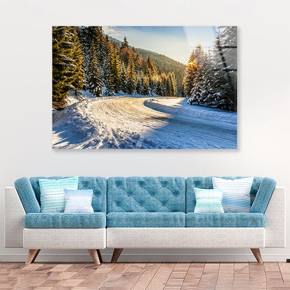 Snowy Road Acrylic Glass Print Tempered Glass Wall Art 100% Made in Australia Ready to Hang