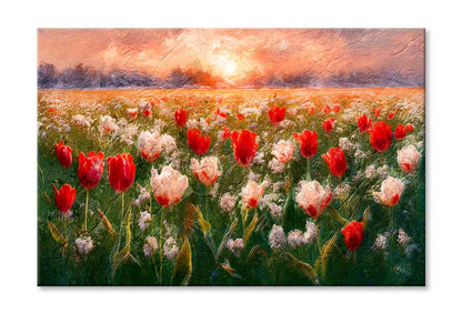 Colorful Drawing of Netherlands Flower Harvest Fields Wall Art Limited Edition High Quality Print