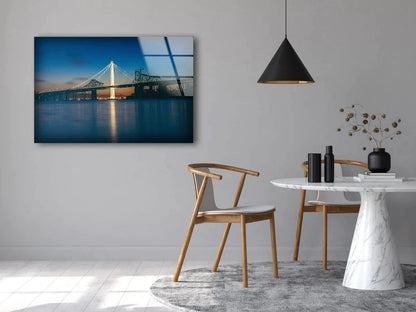 Bridge in City Over Sea UV Direct Aluminum Print Australian Made Quality