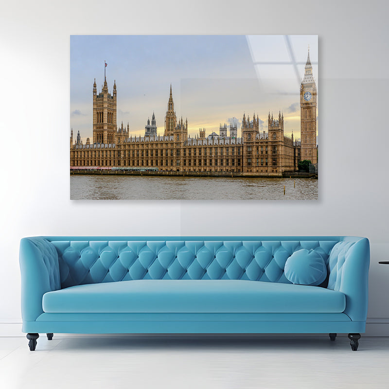 Big Ben with Beautiful Sky In UK Acrylic Glass Print Tempered Glass Wall Art 100% Made in Australia Ready to Hang