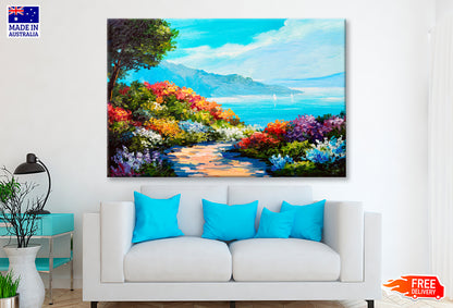 Colorful Flowers, Summer Seascape Oil Painting Limited Edition High Quality Print