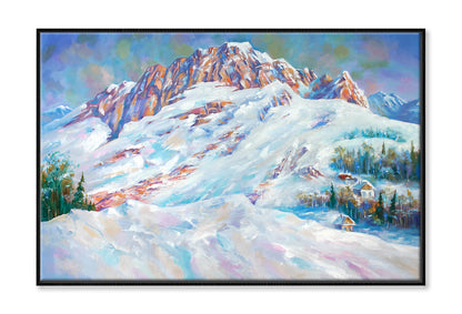 Snow Drifts At The Foot Of Mount Fisht Landscape Oil Painting Limited Edition High Quality Print Canvas Box Framed Black