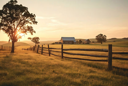 A Serene Farm Scene at Sunset Home Decor Premium Quality Poster Print Choose Your Sizes