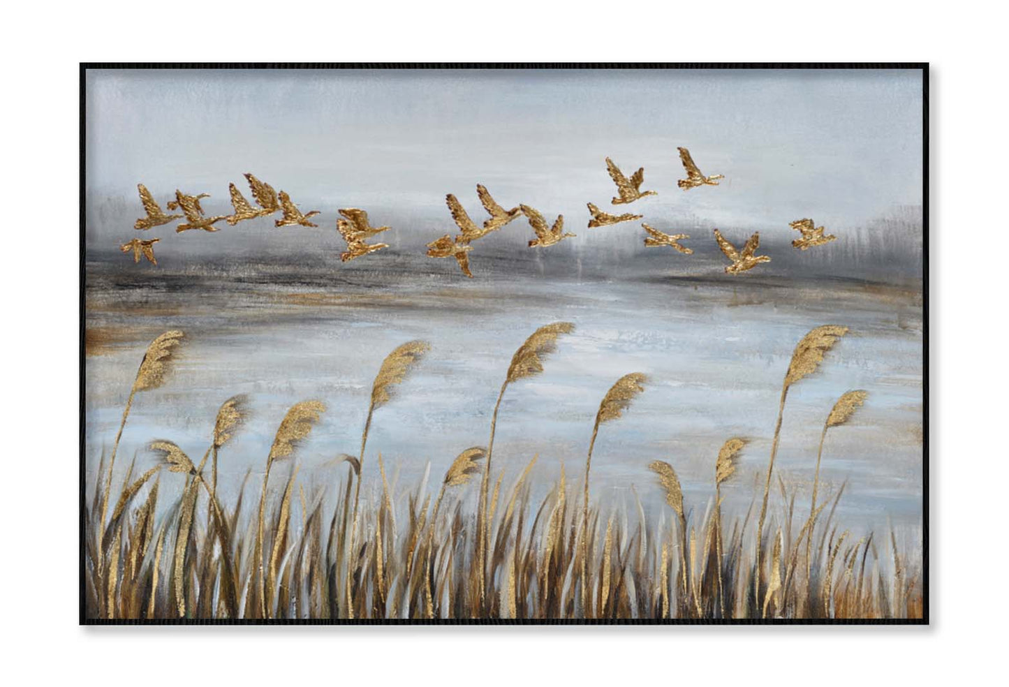 Lake & Flying Birds Oil Painting Wall Art Limited Edition High Quality Print