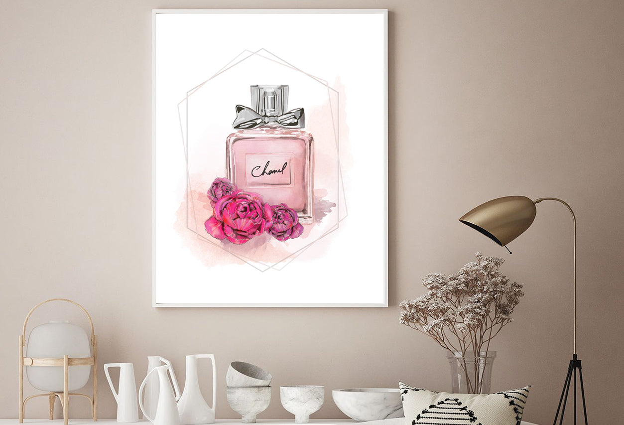 Roses and Pink Perfume Bottle Home Decor Premium Quality Poster Print Choose Your Sizes