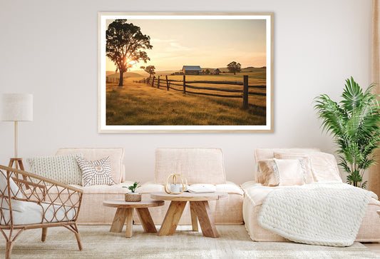 A Serene Farm Scene at Sunset Home Decor Premium Quality Poster Print Choose Your Sizes