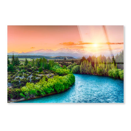 River Running Through a Lush Green Forest Acrylic Glass Print Tempered Glass Wall Art 100% Made in Australia Ready to Hang