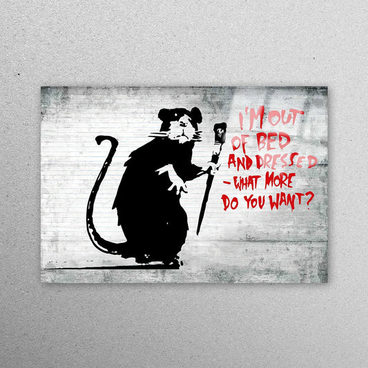 Banksy Out of Bed Rat Acrylic Glass Print Tempered Glass Wall Art 100% Made in Australia Ready to Hang