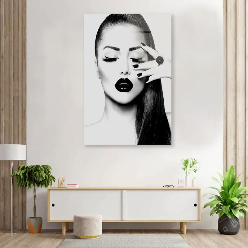 B&W Fashion Girl 3D Design Acrylic Glass Print Tempered Glass Wall Art 100% Made in Australia Ready to Hang