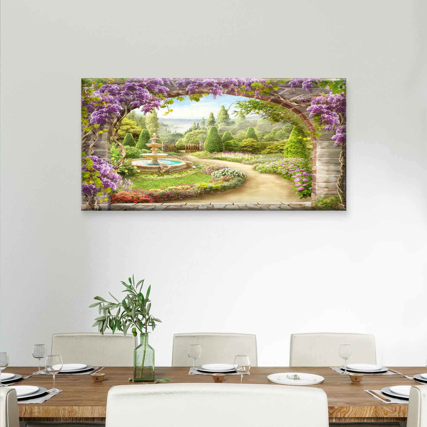 Japan Wisteria Flower Arch Wall Art Canvas Office Home Room Framed 120x60cm