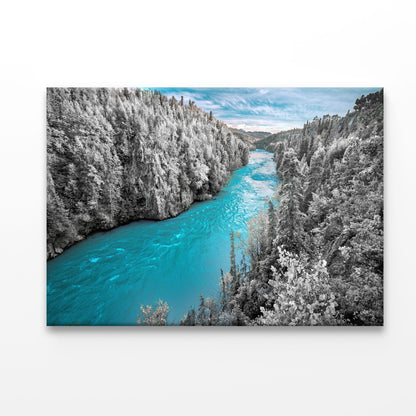 Blue River with White Trees Acrylic Glass Print Tempered Glass Wall Art 100% Made in Australia Ready to Hang