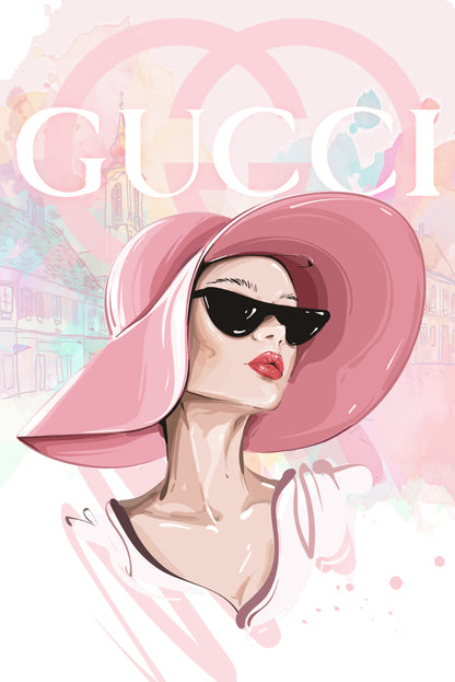 Lady With Pink Hat Fashion Store Art Design Home Decor Premium Quality Poster Print Choose Your Sizes