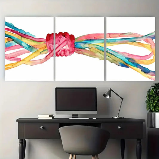 3pcs Vibrant Watercolor Lasso Painting Metal Print Ready to Hang Art