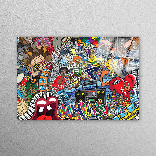 Music Graffiti Acrylic Glass Print Tempered Glass Wall Art 100% Made in Australia Ready to Hang