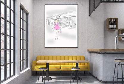 Pink Girl With Elegant Fashion Store Design Home Decor Premium Quality Poster Print Choose Your Sizes