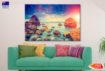 Morning Blue Sea Glowing by Sunlight  Wall Art Decor 100% Australian Made