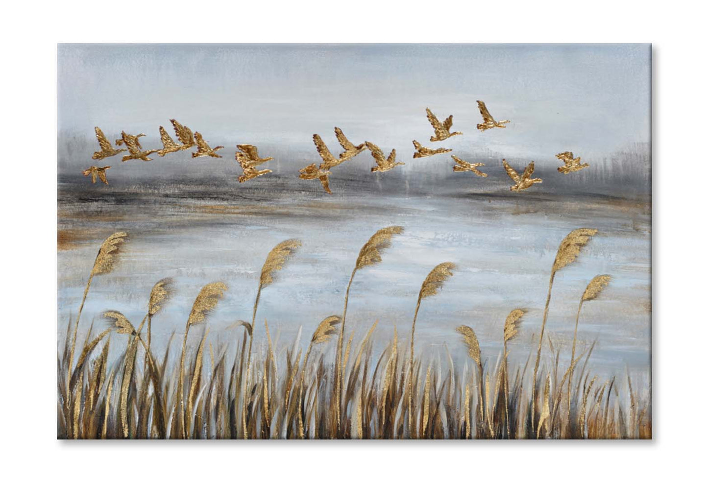 Lake & Flying Birds Oil Painting Wall Art Limited Edition High Quality Print