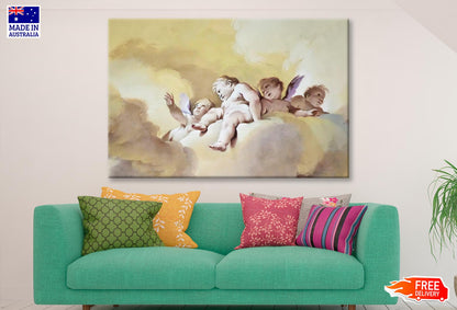 Great Fresco of Some Beautiful Angels Wall Art Decor 100% Australian Made