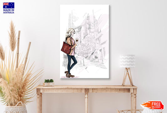 Lady With Red Bag Fashion Store Wall Art Limited Edition High Quality Print