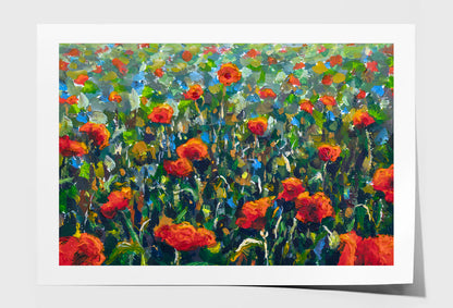 Red Poppy Field Landscape Oil Painting Wall Art Limited Edition High Quality Print Unframed Roll Canvas None