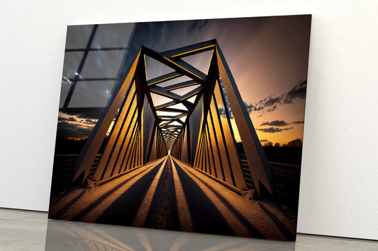 Evening Light, Metal Bridge Acrylic Glass Print Tempered Glass Wall Art 100% Made in Australia Ready to Hang