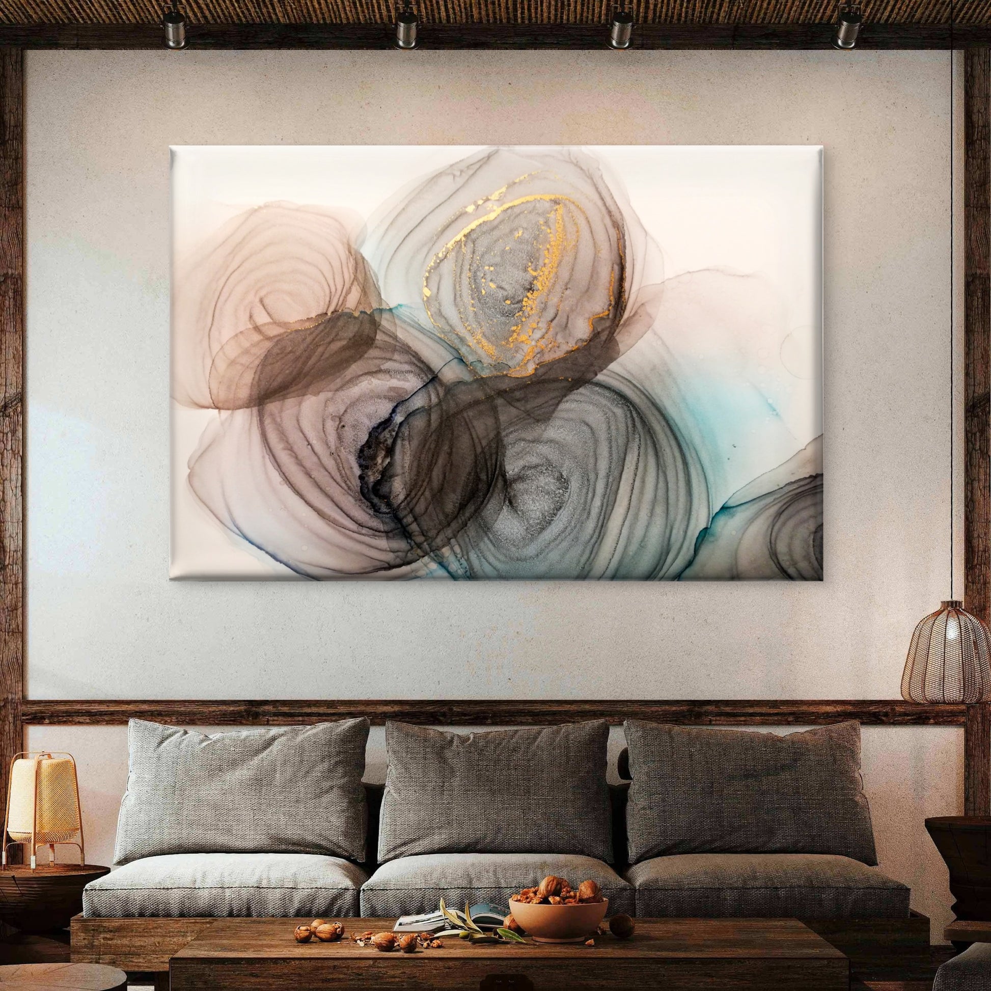 Gold Agate Geode Fluid Ink Abstract Wall Art Decor 100% Australian Made - Bella Home Decor