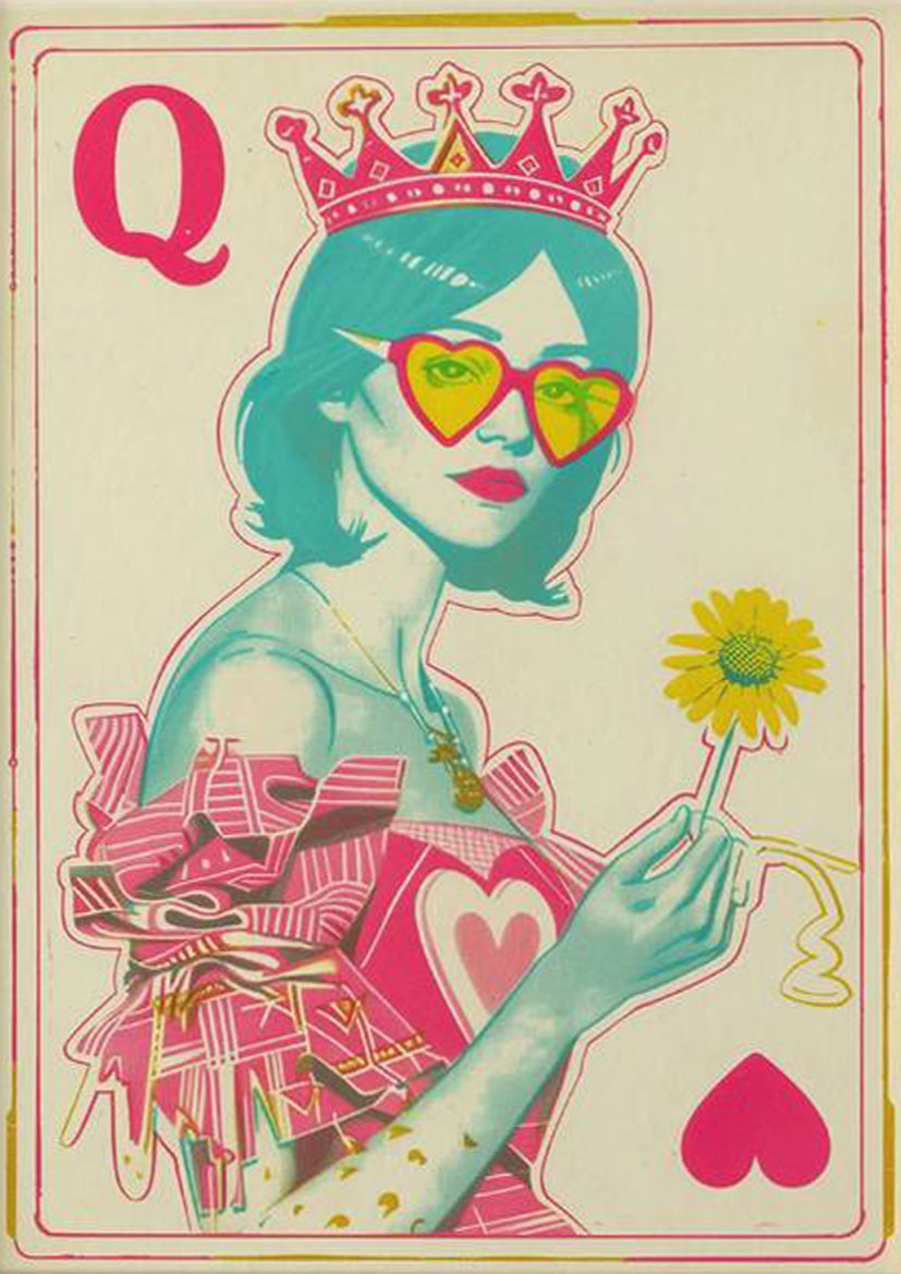 Retro Queen of Hearts with Crowns and Q Symbol Fashion Home Decor Premium Quality Poster Print Choose Your Sizes