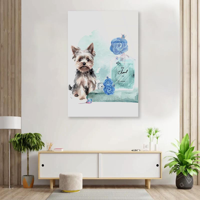 Perfume With Dog and Book set 3D Design Acrylic Glass Print Tempered Glass Wall Art 100% Made in Australia Ready to Hang