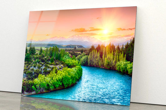 River Running Through a Lush Green Forest Acrylic Glass Print Tempered Glass Wall Art 100% Made in Australia Ready to Hang