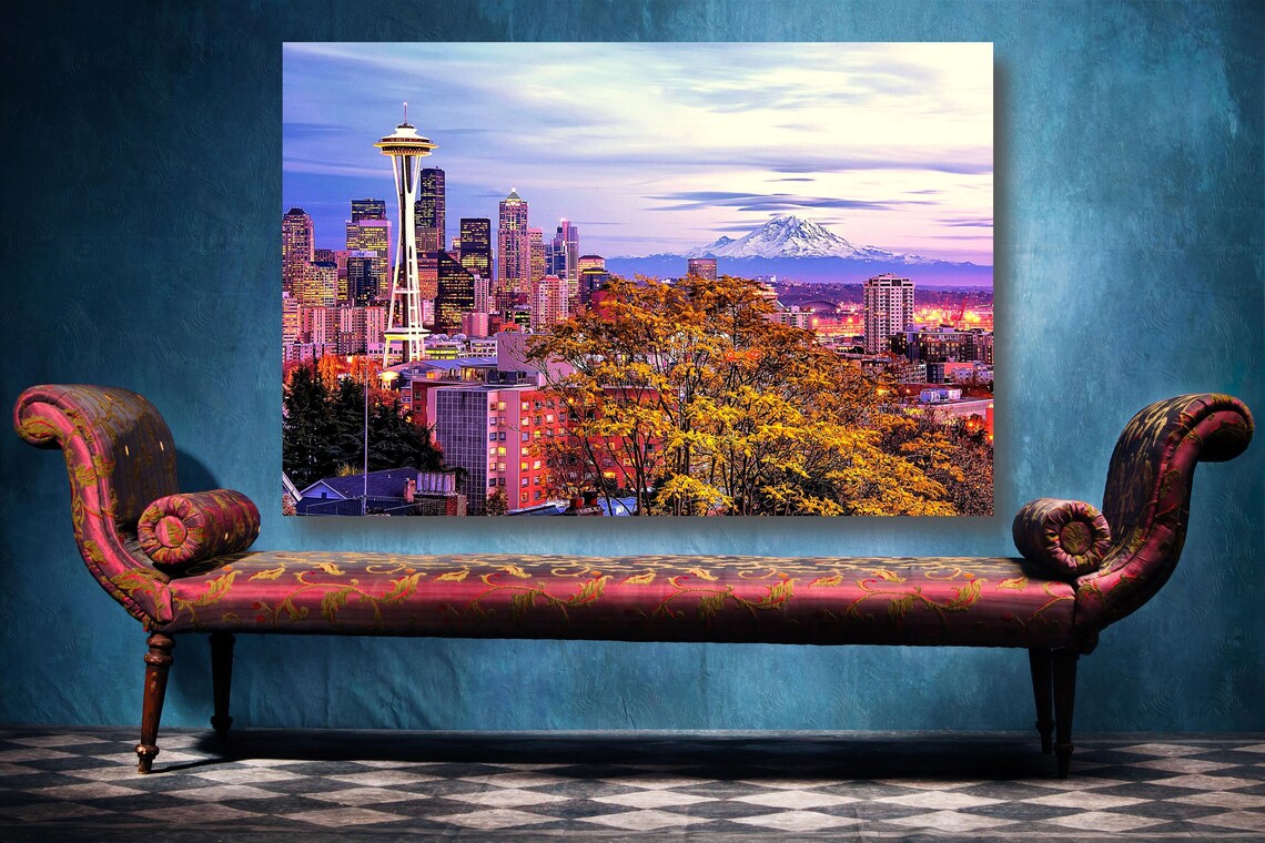 Seattle Washington Cityscape UV Direct Aluminum Print Australian Made Quality