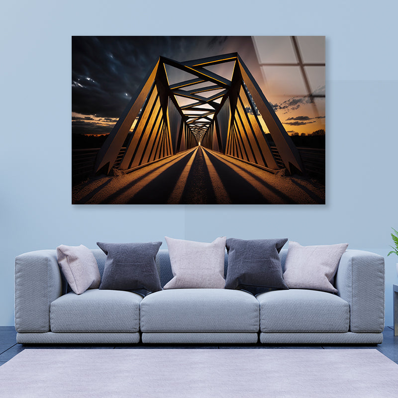 Evening Light, Metal Bridge Acrylic Glass Print Tempered Glass Wall Art 100% Made in Australia Ready to Hang