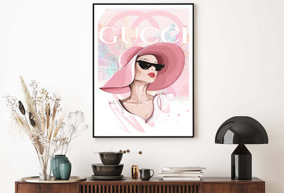 Lady With Pink Hat Fashion Store Art Design Home Decor Premium Quality Poster Print Choose Your Sizes