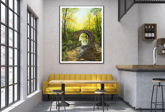 Forest Lake with Bridge Spring Home Decor Premium Quality Poster Print Choose Your Sizes